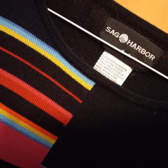 Sag Harbor Geometric Block & Stripe Sweater Size 2X (T-324) - Picture 9 of 9